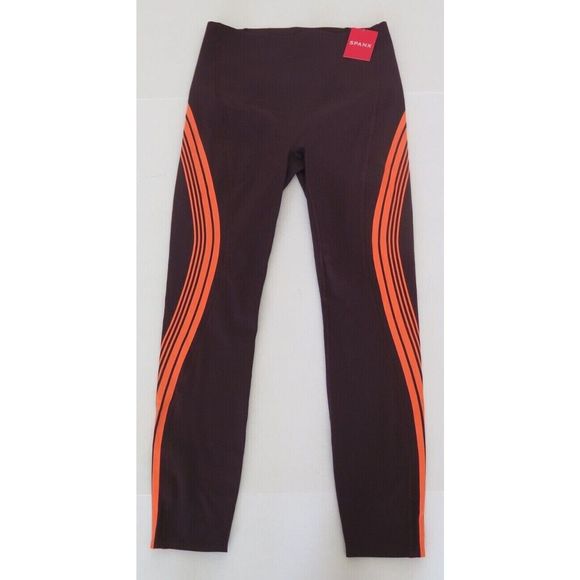 Spanx 50207R Women's Sz L Wine/Orange Contour Stripe 7/8 Leggings $118+ - Picture 1 of 9